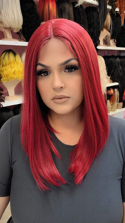 #64 JACKIE  - Middle Part Lace Front Wig - RED
