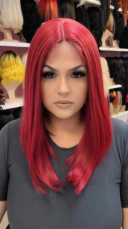 #64 JACKIE  - Middle Part Lace Front Wig - RED
