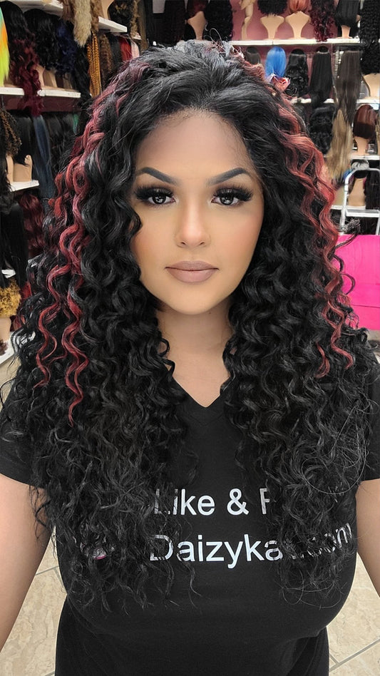 #117 Ayla - 13x4 Free Part Deep Lace Front Wig - 1B/RED