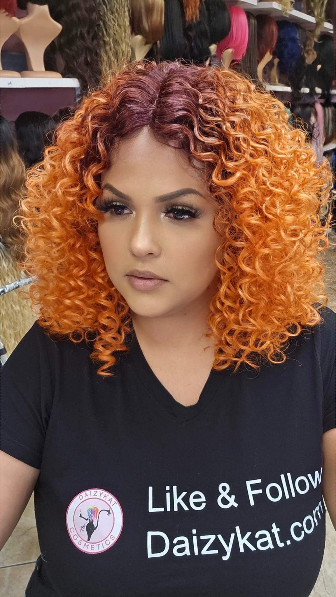 #244 LUPE - Middle Part Lace Front Wig - Color ORANGE