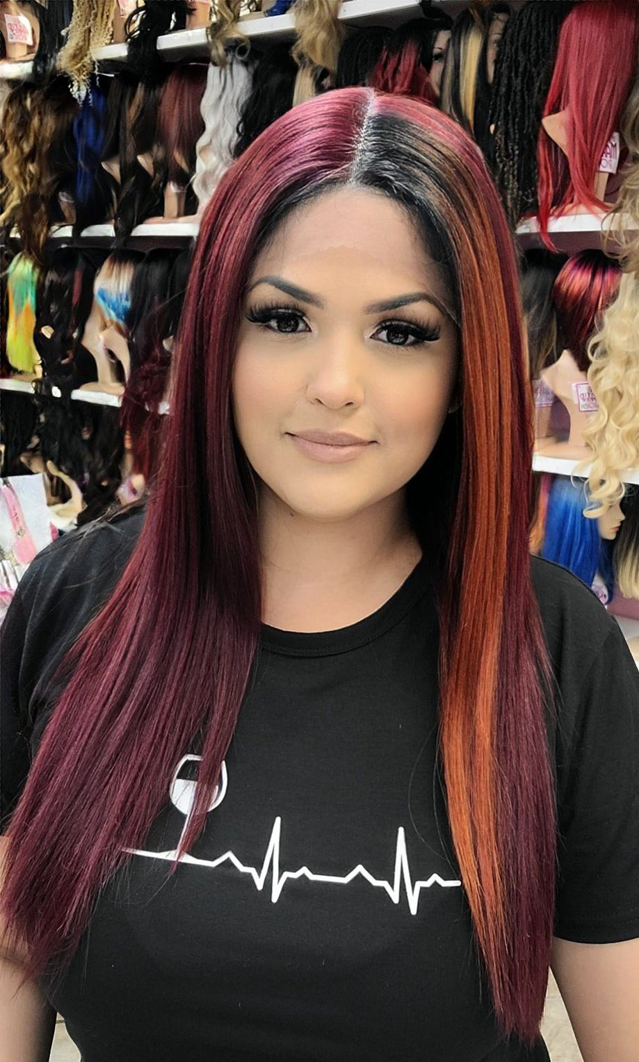 Pre-Order - Nora - Middle Part Lace Front Wig Human Hair Blend- BG/1B/ORANGE