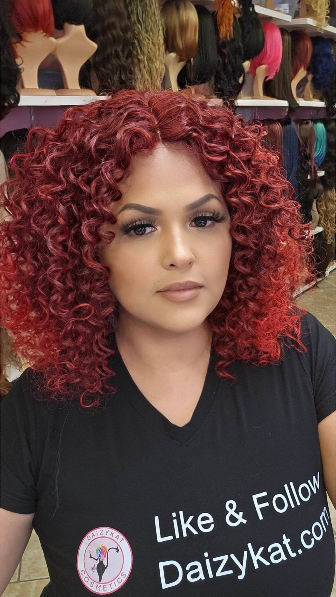#121 LUPE - Middle Part Lace Front Wig - 1B/RED
