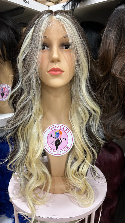 #22 Vanessa - 5" Middle Part Lace Front Human Hair Blend Wig -4/613