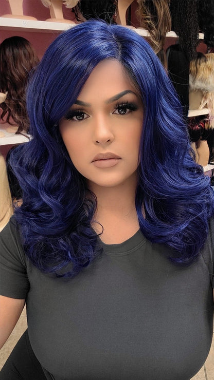 #75 Helen - 13x4 Free Part Lace Front Wig - NAVYBLUE