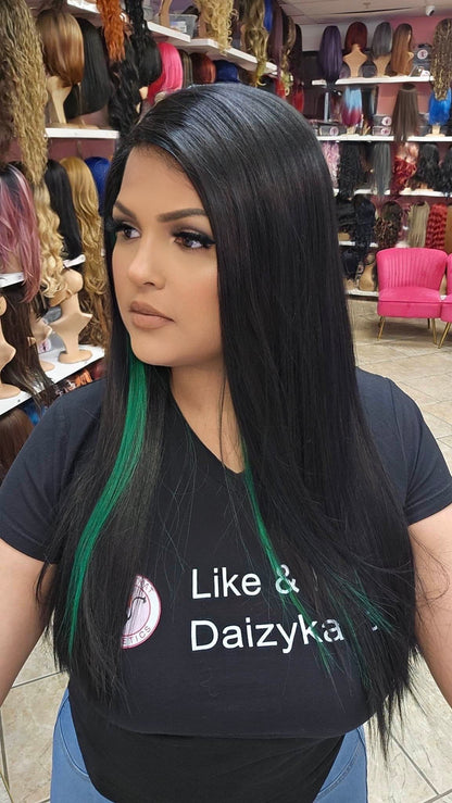 #78 CASSIE - Left Part Lace Front Wig - 1B/GREEN