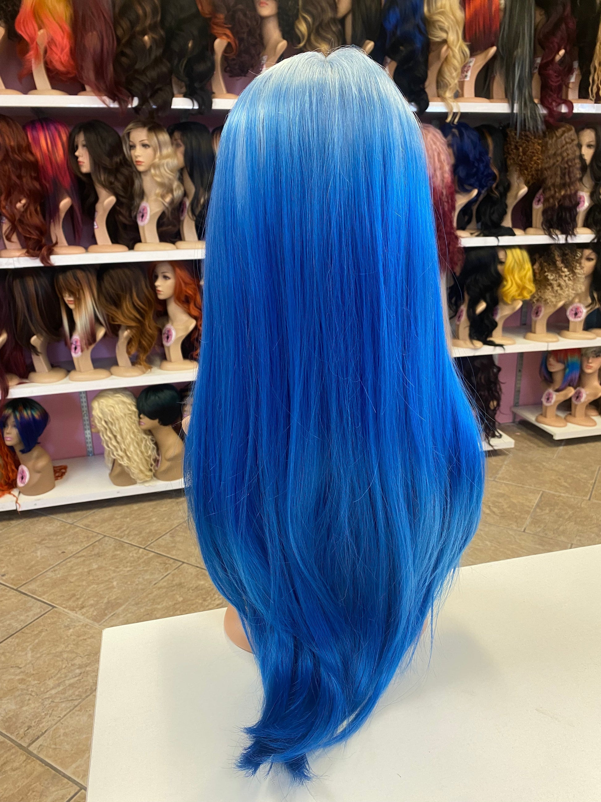 #60 Cammi - Deep Middle Part Lace Front Wig - Color Light Blue/Blue - The Pink Makeup Box