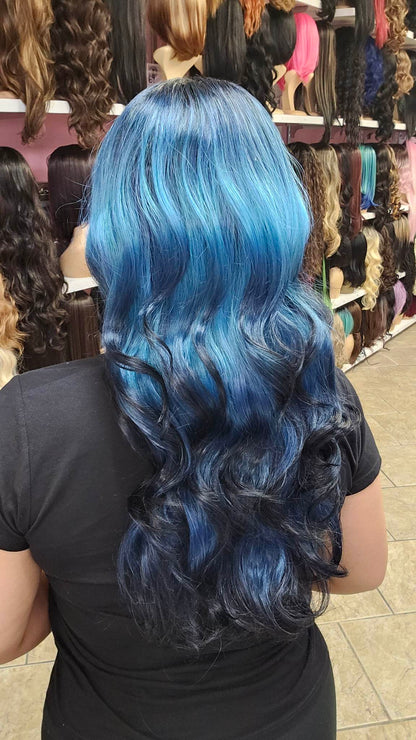 #384 Jasmine - Middle Part Lace Front Wig - BLUE