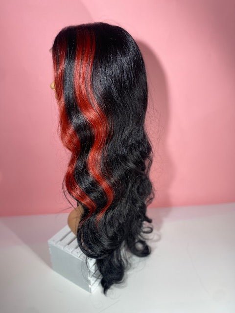 133 Rose - 24” Middle Part Lace Front Long Wig - 1B/RED - DaizyKat Cosmetics 133 Rose - 24” Middle Part Lace Front Long Wig - 1B/RED DaizyKat Cosmetics Wigs
