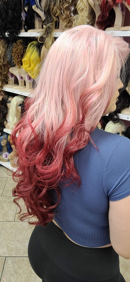 158 Mary - 13x4 Free Part Lace Front Wig - PINK TO RED - DaizyKat Cosmetics 158 Mary - 13x4 Free Part Lace Front Wig - PINK TO RED DaizyKat Cosmetics Wigs
