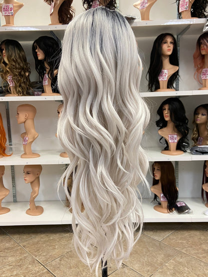 245 Nadia - Middle Part Lace Front Wig Human Hair Blend-1B.GREY - DaizyKat Cosmetics 245 Nadia - Middle Part Lace Front Wig Human Hair Blend-1B.GREY DaizyKat Cosmetics