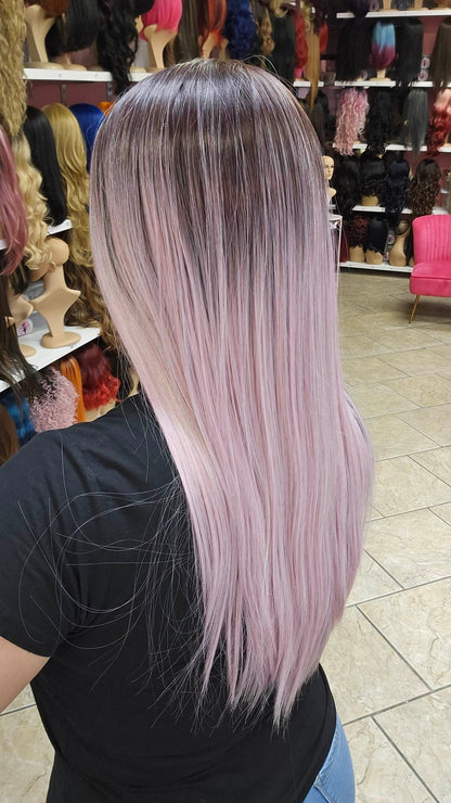 #183 CASSIE - Left Part Lace Front Wig - 4/PINK
