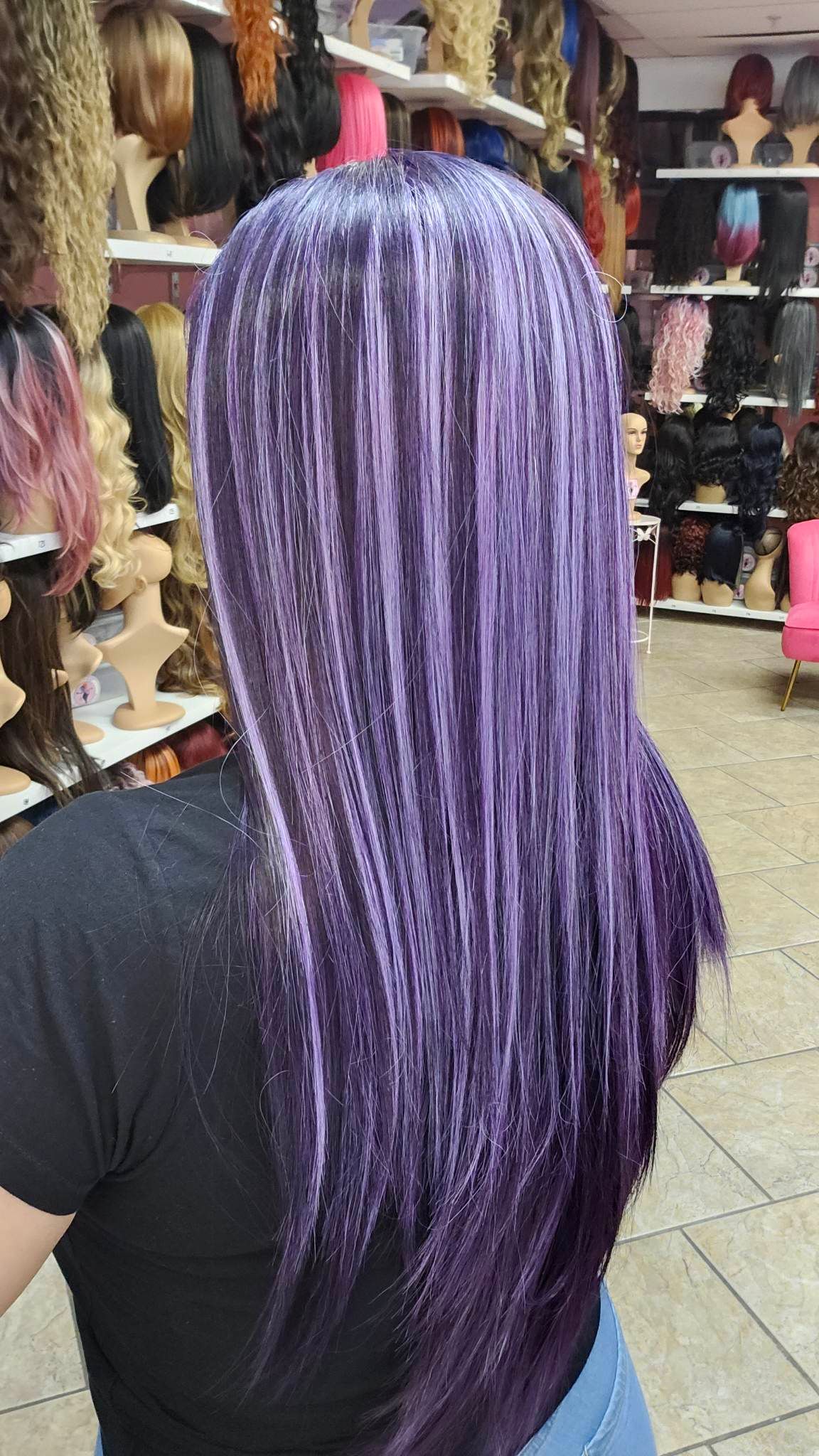 #67 Alexa- Middle Part Lace Front Wig - Color PURPLE