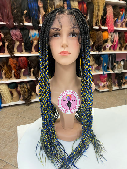 475 Camila - 13x5 Knotless Box Braid Free Part Wig - 1B/BLUE YELLOW - DaizyKat Cosmetics 475 Camila - 13x5 Knotless Box Braid Free Part Wig - 1B/BLUE YELLOW DaizyKat Cosmetics Wigs