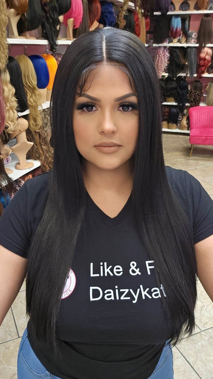 #119 Alexa- Middle Part Lace Front Wig - Color Black 26in