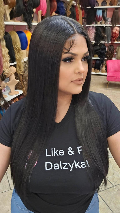 #119 Alexa- Middle Part Lace Front Wig - Color Black 26in