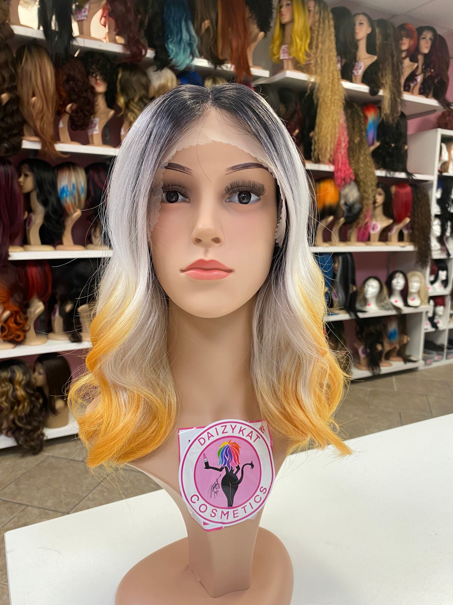 Holly - Middle Part Lace Front Wig BLACL/WHITE/YELLOW - DaizyKat Cosmetics Holly - Middle Part Lace Front Wig BLACL/WHITE/YELLOW DaizyKat Cosmetics Wigs