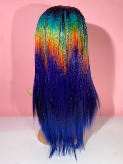 Jay - Bangs Wig - BLUE RAINBOW - DaizyKat Cosmetics